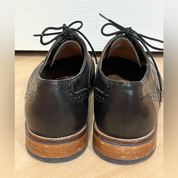 Johnston & Murphy Black Oxford Dress Shoes Lace Up Leather Mens 11.5 EUC - Picture 4 of 12